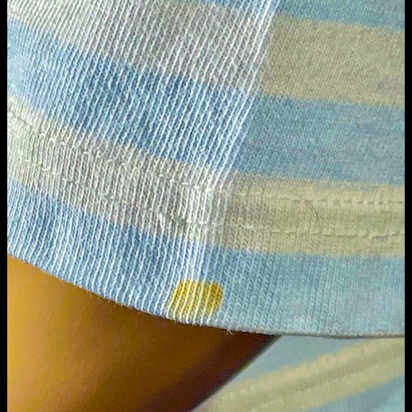 ▪️VTG▪️TANGIERS▪️1990's White & Baby Blue Stripe Cotton Crop Polo Shirt Top - Picture 12 of 12